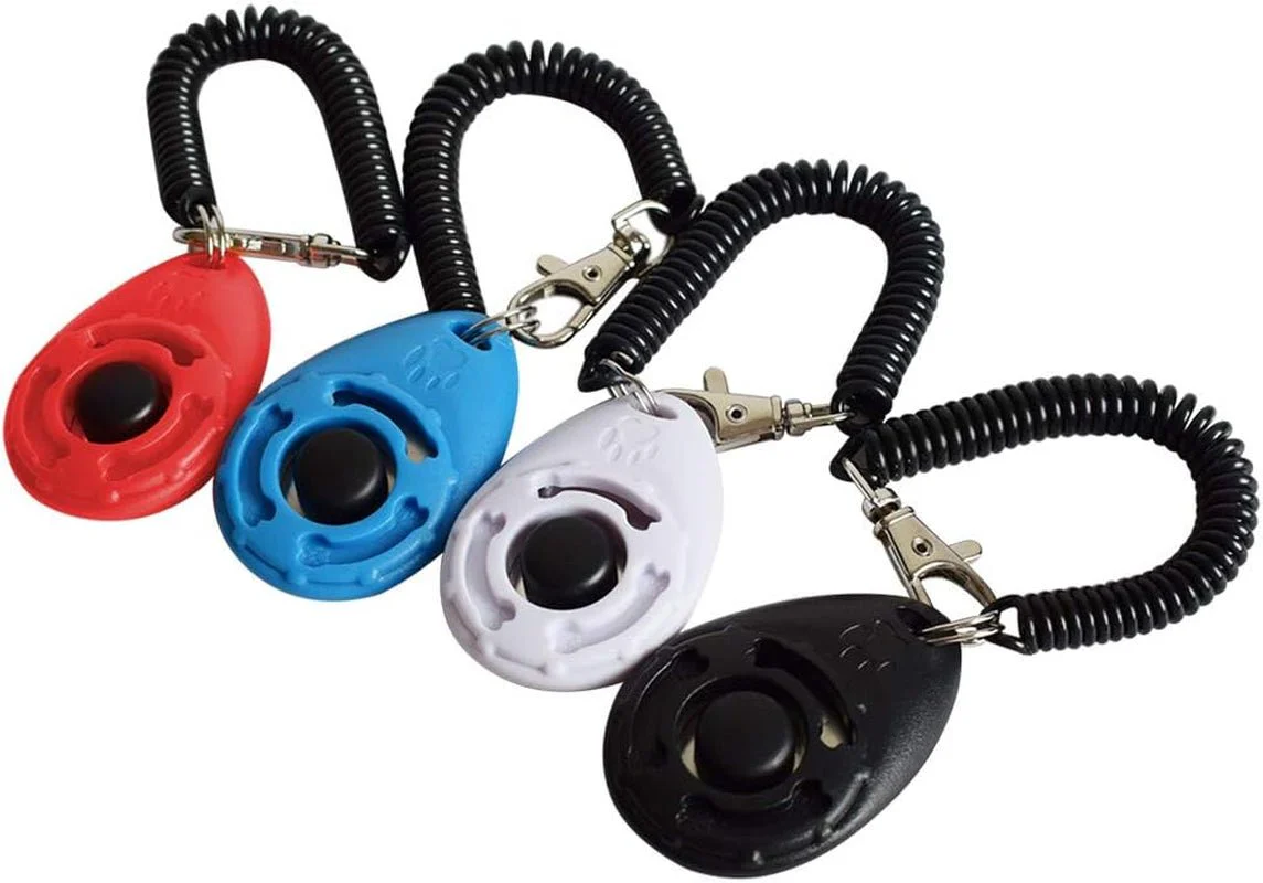 '- 4 Pack Dog Training Clicker with Wrist Strap, Pet Training Clicker Set
