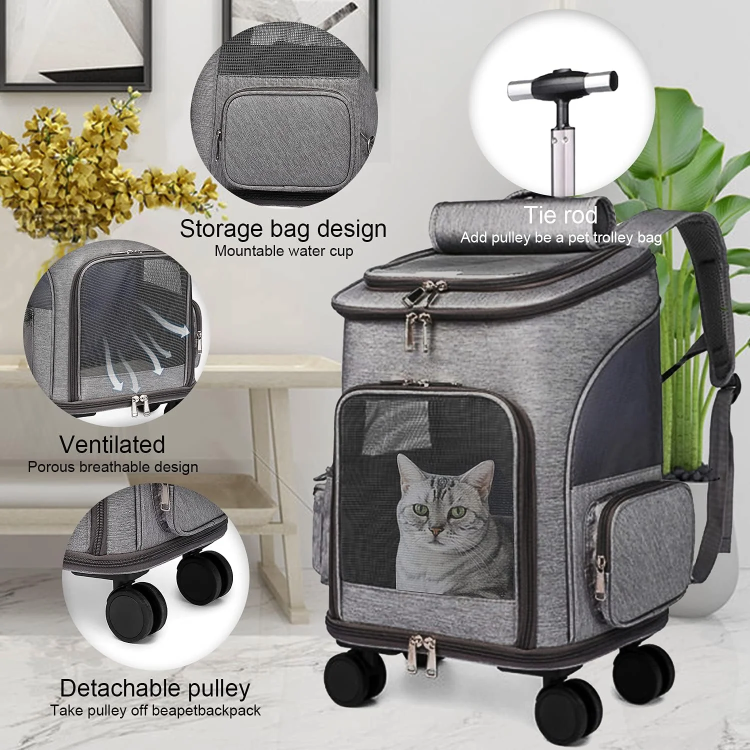 Airline Approved Pet Carrier Suitcase & Travel Backpack for Cat & Dog - Image 3