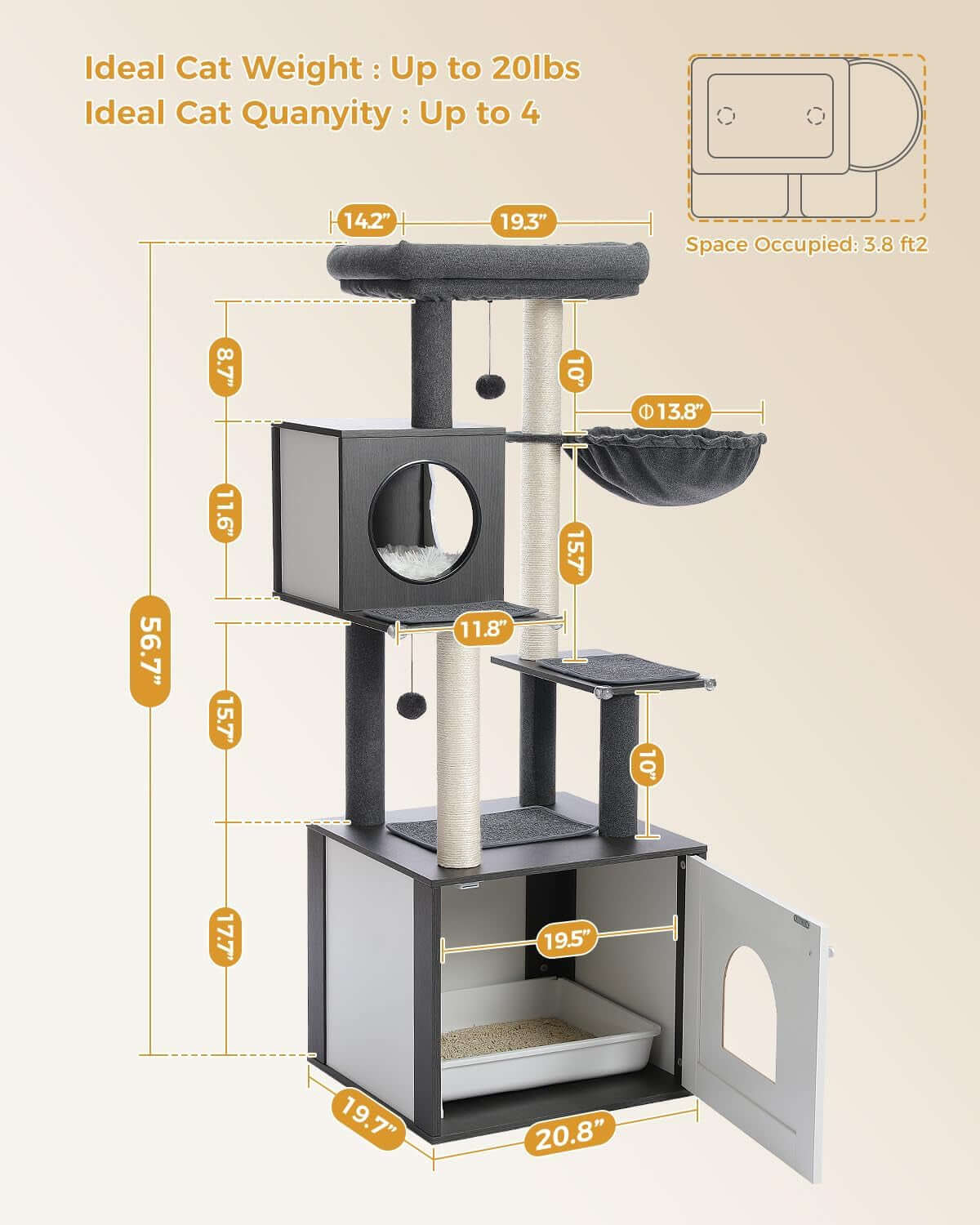 Best Affordable Multi-Cat Tree & Climbing Tower with Scratching Posts - Image 6
